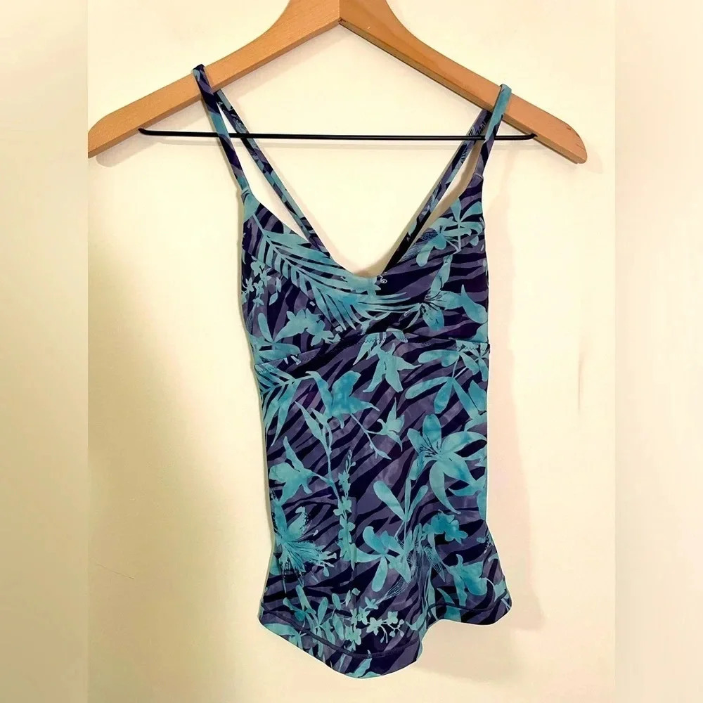 Athleta NWOT Women’s A-C Triangle Tankini Top Swim Tank Floral, Size XS, UPF 50